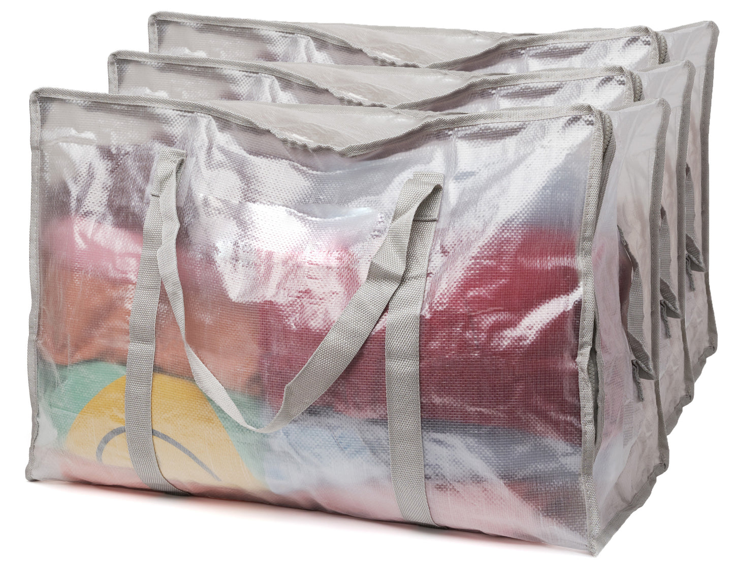 Clear Clothes Storage Bag | 60L Large Bags | Versatile Can be used for Bedding, Towels, Clothes, Toys, Even Books! Strong Zippers Heavy-Duty Bags