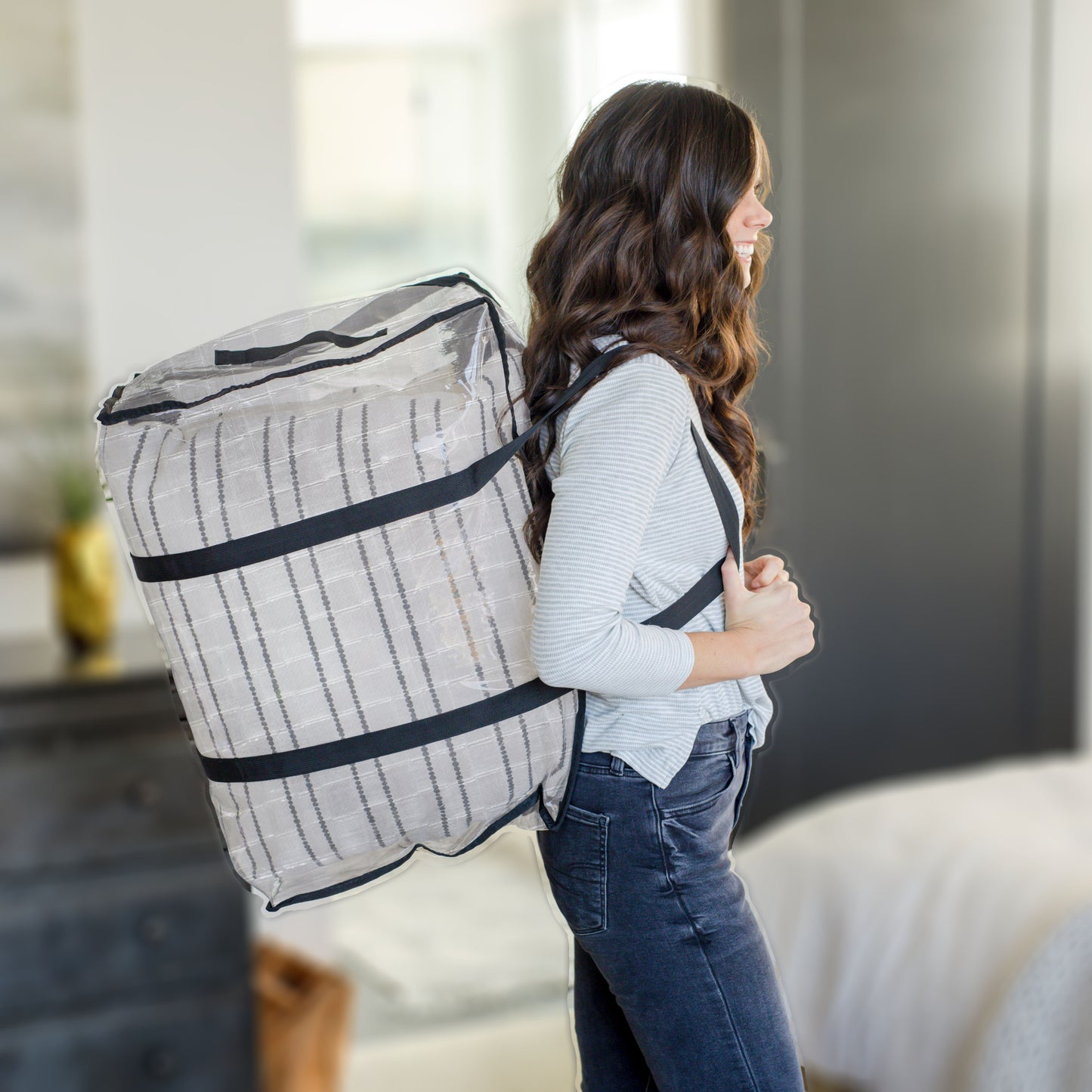 Clear Clothes Storage Bag | 60L Large Bags | Versatile Can be used for Bedding, Towels, Clothes, Toys, Even Books! Strong Zippers Heavy-Duty Bags