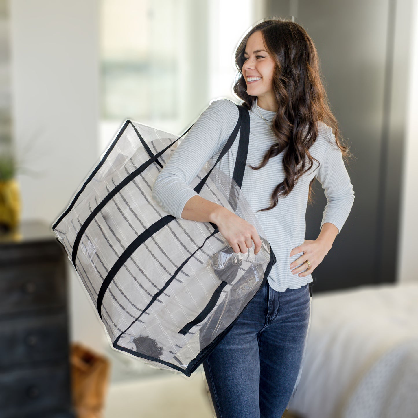 Clear Clothes Storage Bag | 60L Large Bags | Versatile Can be used for Bedding, Towels, Clothes, Toys, Even Books! Strong Zippers Heavy-Duty Bags